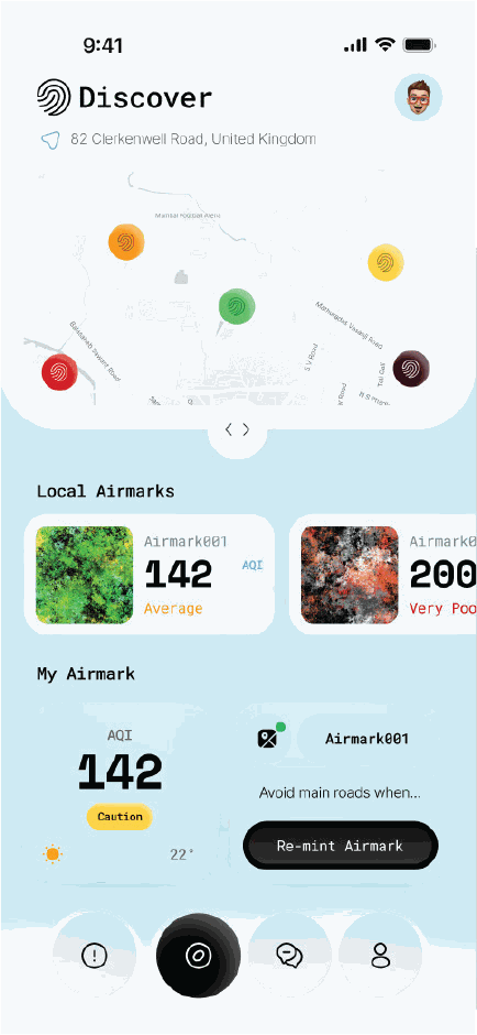 Breayz app: the live air-quality map.