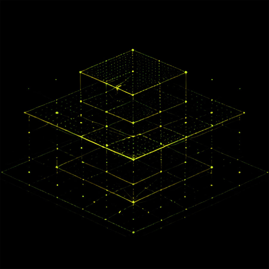 Layered lattice diagram representing systems design.