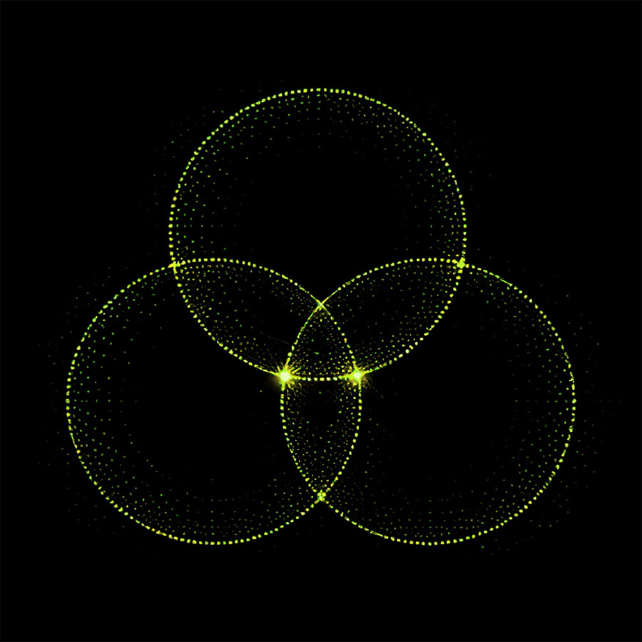 Three overlapping dotted spheres representing partner alignment.
